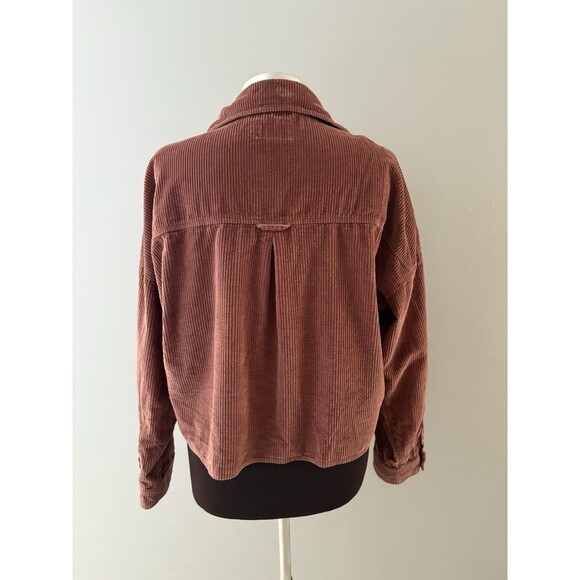 American Eagle Cropped Corduroy Shacket Shirt Jacket Boxy Oversized Size S - Picture 4 of 16